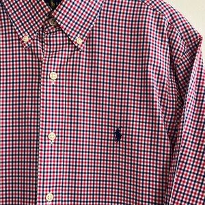 Ralph Lauren Red and Blue Slim Fit Button Down Shirt